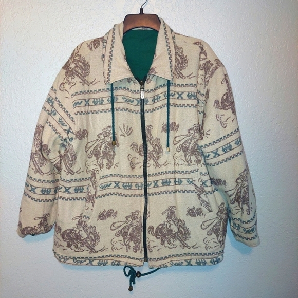 Vintage Other - Vintage Unique 1985 IZZI Outerwear Western Theme Reversible Jacket Size Small